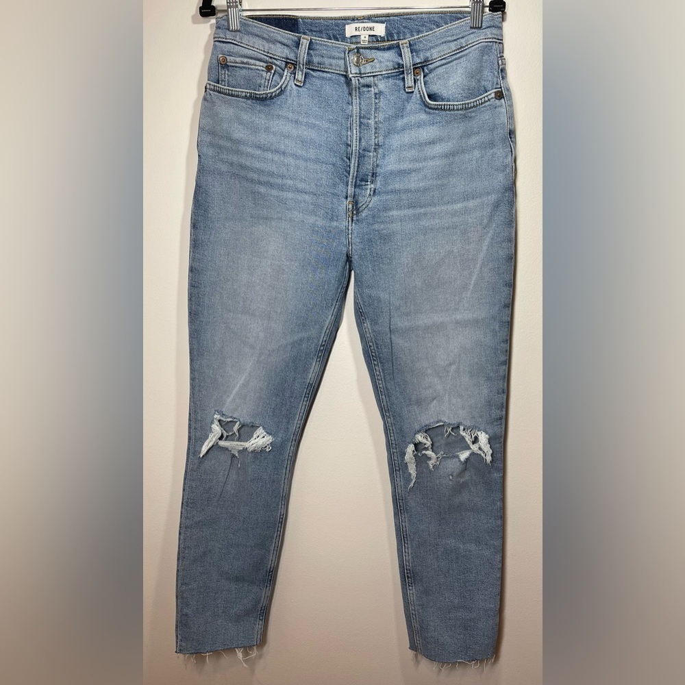 RE/DONE Jeans Women’s‎ Size 30 90s High Rise Ankle Crop Light Dusk Destroy Wash
